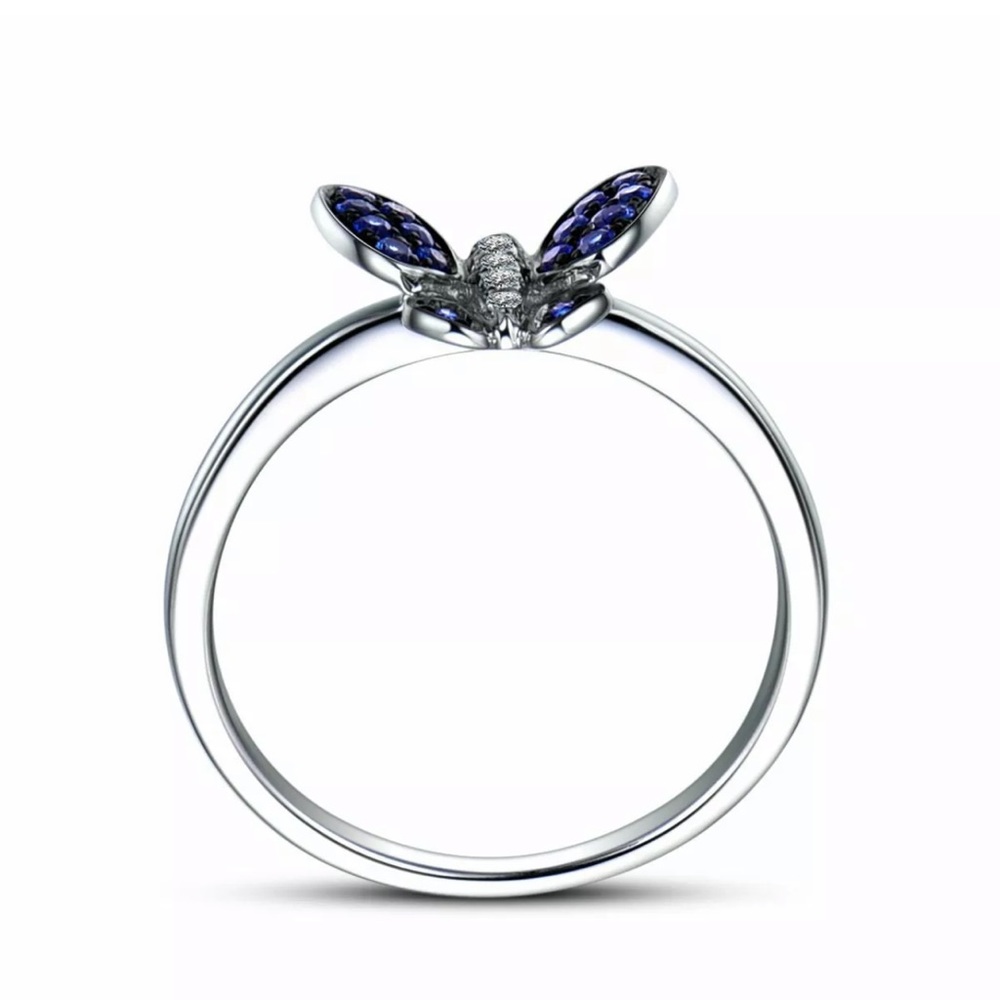 Fashion Butterfly Ring 925Silver Blue Sapphirering - Picture 4 of 4